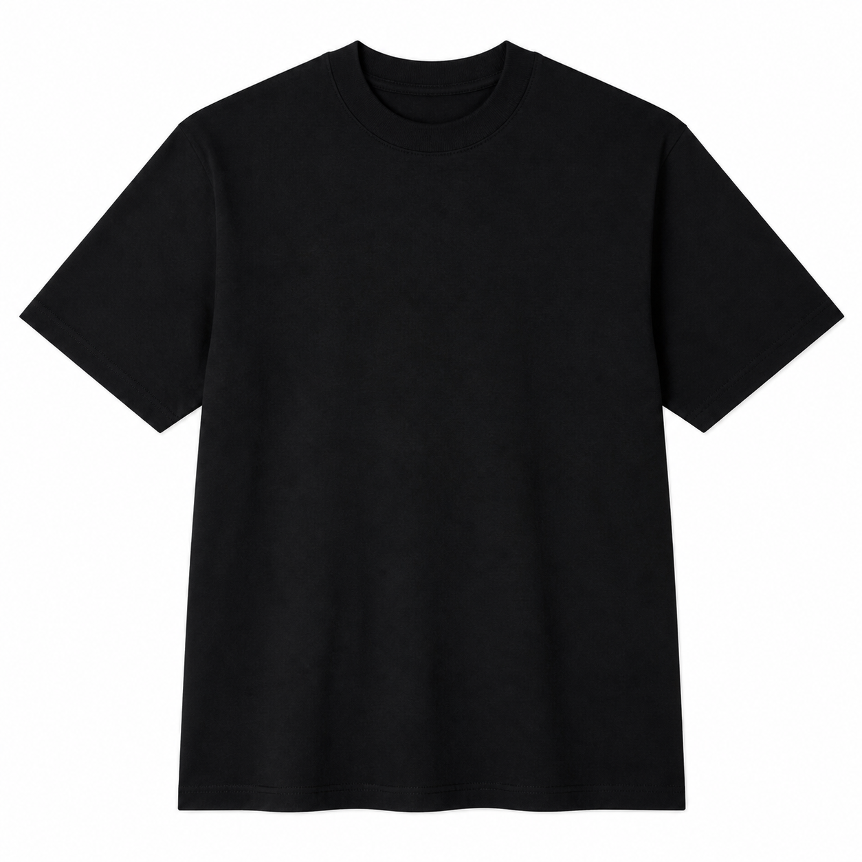 Tee Ton style — tee-shirt noir vu de face, petite impression Cupidon poitrine